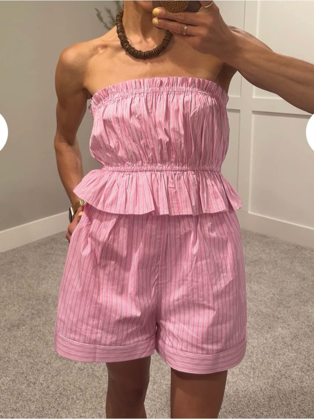 Strapless Pink Ruffle-set